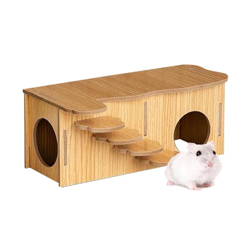 Hamster Haus Holz, Meerschweinchen Haus, Mehrkammernhaus, Hamster Eckhaus, Hamster Zubehör, Geeignet für Hamster zum Essen, Schlafen und Spielen, für Hamster, Zwerghamster, 27 x 14 x 10.5cm von Helweet