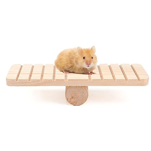 Hamsterwippe, Holzwippe für Hamster, Kleines Haustier Wippe, Hamster Seesaw, Anti Rutsch Wippe Haustier Holzbrücke Klettern, für Hamster, Eichhörnchen, Meerschweinchen, Kleintiere von Helweet