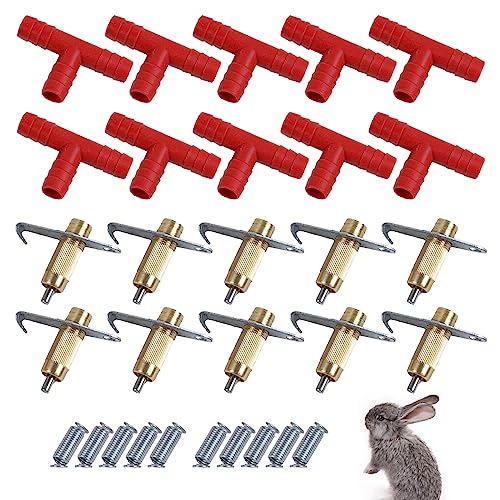 Kaninchenwasserzufuhr, Kaninchen Nippeltränke, Rabbit Water Feeder, Kaninchen Trinknippel, Kaninchenwassernippel, Automatische Wassertränke für Kaninchen, Meerschweinchen, Frettchen, Ratte, 10er Pack von Helweet