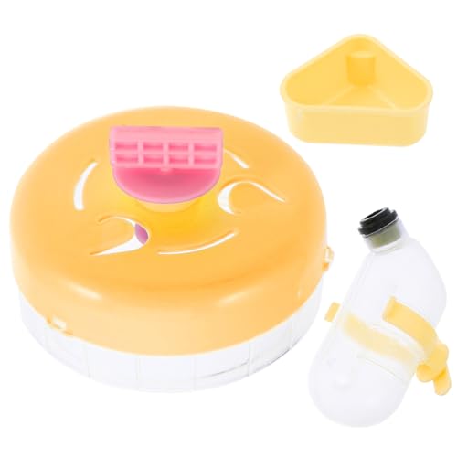 Hemobllo 1 Satz Hamster-Laufrad-Trinkbrunnen futterbehälter Hamster trinkflasche Hamsternahrung Laufrad für Kleintiere Welpe Haustier Hamsterschalen kleine Tier wasserflasche Abs Yellow von Hemobllo