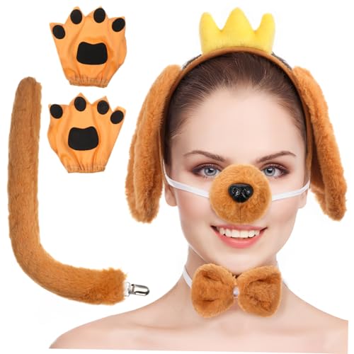 Hemobllo 1 Set Hundeohren Stirnband Set Welpenschuhe Welpen Hundenapf Tier Halloween Kostüm Haustier Hundeautositz Hundedekorationen Dackel Falsche Hundenase Hunde Stirnband von Hemobllo