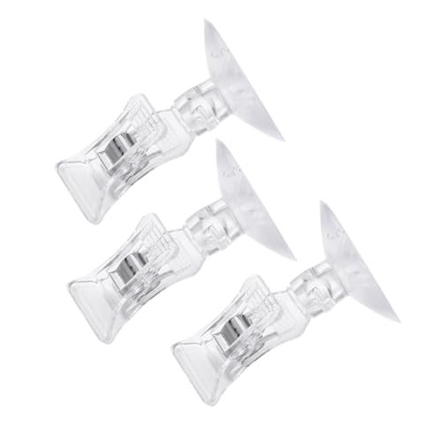 Hemobllo 3 Stück Seegras-Clips – Fische, Gemüse, Seetang-Saugnapf-Clip, transparent, Futter-Halter für Aquarium-Zubehör von Hemobllo