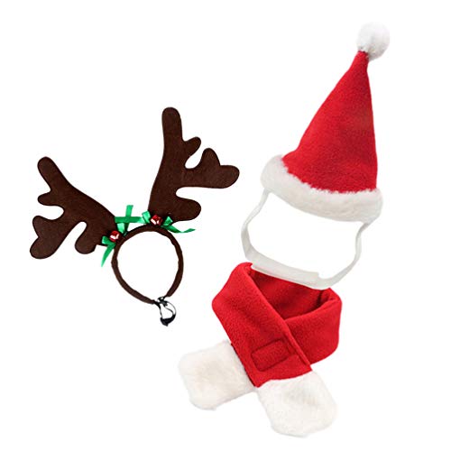 Hemobllo 3Pcs Haustierkopfschmuck Haustierkostüm Haustierpartydekor Weihnachtsschal Weihnachtsgeweihhaarreifen Weihnachtsmütze Haustierpflege-Hundehaarzubehör Haustierweihnachtskopfschmuck von Hemobllo