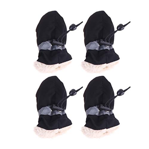 Hemobllo 4 Stück Plüsch Hundestiefel Welpen-Katzen-Booties Wintersocken Für Hunde Schneeschuhe Für Haustiere Schwarzer Stiefel rutschfeste Turnschuhe Für Haustiere Schneehund Wasserdicht von Hemobllo