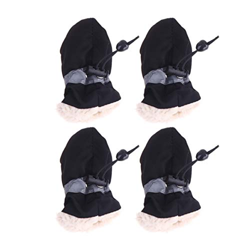 Hemobllo Anti- Skid Pet Shoe- Dicke Plüsch Hundestiefel Regenstiefel Hundefußabdeckung Pet Paw Protector Outdoor Dog Snow Booties wasserdichte Hundeschuhe Schwarz 4 Stücke von Hemobllo