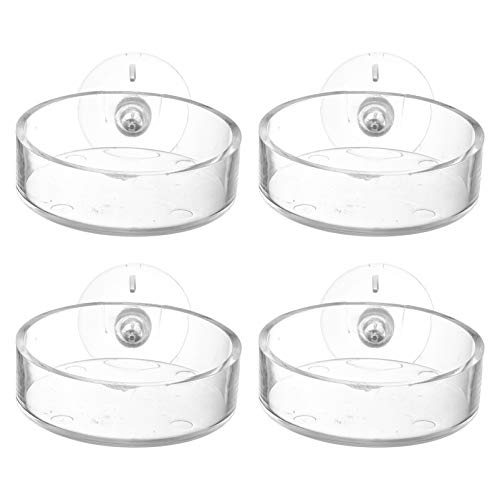 Hemobllo Aquarium Garnelen Fütterung Gericht-Fisch Tank Fütterung Fach Aquarium Fütterung Dish Fütterung Schalen Klar Gerichte Tray mit Saugnapf für Aquarium 4PCS von Hemobllo