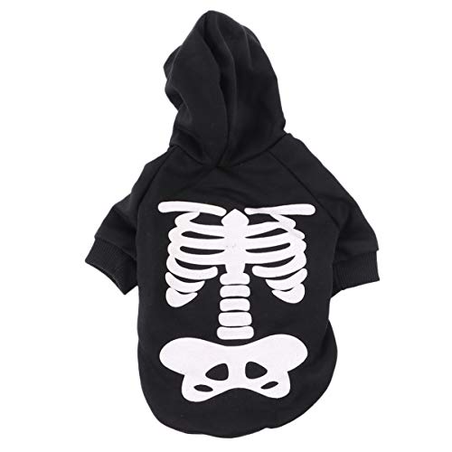 Hemobllo Halloween-Kostüme für Haustiere Jungenkleidung Junge hundekleidung Kleider Hoodies für Jungen Hundebekleidung schönes Hunde-Cosplay-Kostüm Kleiner Hund Jacke mit Hut Shirt Skelett von Hemobllo