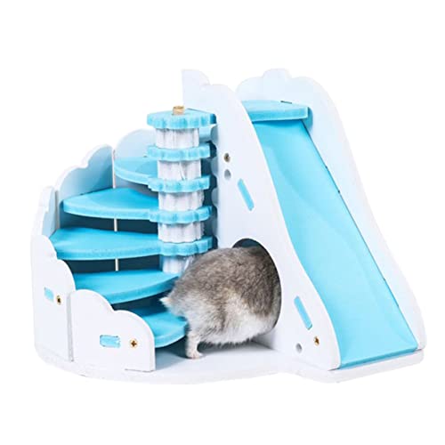 Hemobllo Hamsterspielzeug hamsterkäfig zubehör Hamster zubehör für den käfig Hamster Sleeping Nest Hamster Nest Hamster Furniture Hamsterhaus für kleine Haustiere Hölzern Blue von Hemobllo