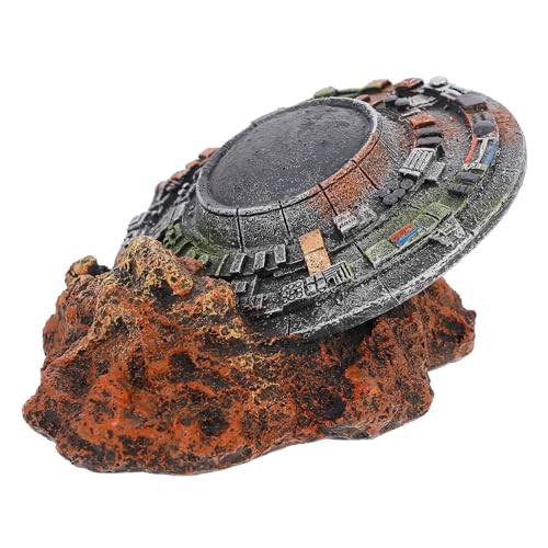 Hemobllo Harz Aquarium Dekoration, UFO Aquarium Ornament, Aquarium Fliegende Untertasse das dekorative Polyresin Landschaft Für Fish Tank, Harz Einzigartig Universum von Hemobllo