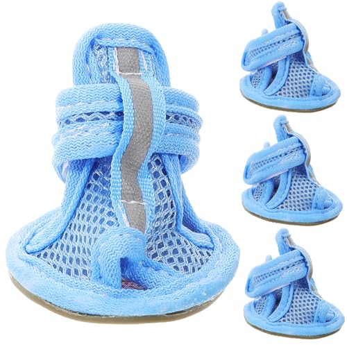 Hemobllo 4 Stück Haustiersandalen Für Hunde Hundeschuhe Generische Welpenhunde Süßigkeiten Sandalen Hund Sandalen Sommerliche Hundestiefel Blaue Hundesandalen Schuhe BZW Mesh-Stiefel Winter von Hemobllo