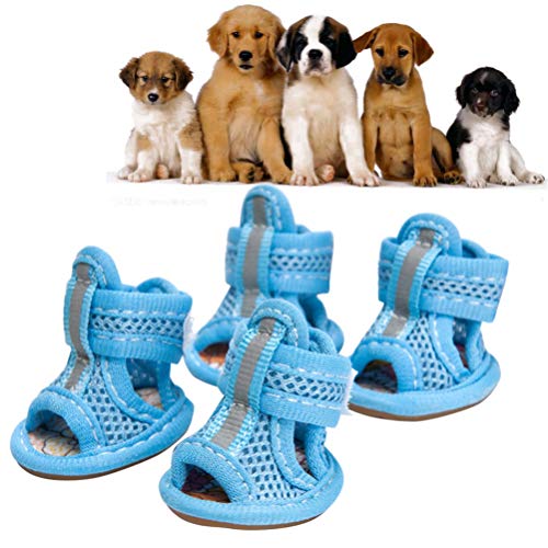 Hemobllo Hundeschuhe Klein Hundesandale Haustierhunde Sandalen: Atmungsfreie Mesh n Anti- - Schuhe Pfotenschutz Für Mittelgro?e Hunde 4 Pcs von Hemobllo