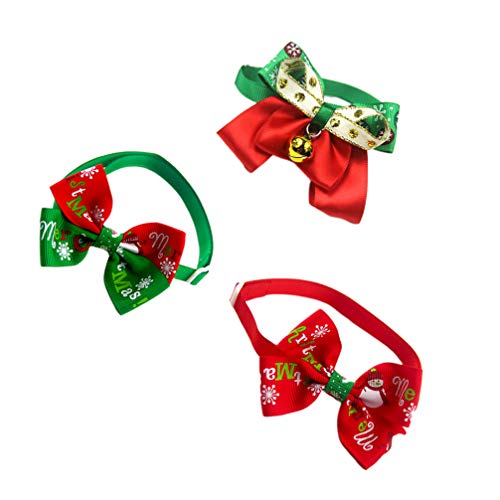 Hemobllo Kätzchenhalsbänder 3Pc Haustierhalsband Haustierfliege Haustierbogenknotenhalsband Haustierweihnachtshalskette Weihnachtshundehalsband Verstellbares Haustierweihnachtshalsband von Hemobllo