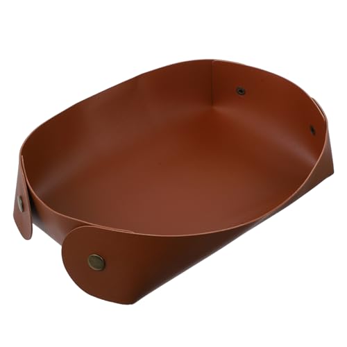 Hemobllo Kasten Aufbewahrung von Gartengeräten Pflanzenmatte Netz Aufbewahrungskörbe aus Korbgeflecht gartengeräte Organizer gartenwerkzeug Halter Tablett aus -Leder Topfschalen Chocolate von Hemobllo