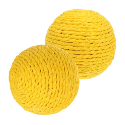 Hemobllo Katzenspielzeugball Kratzbälle Für Katze Kätzchen Katzenbälle Katze Kaubälle Sisal-seilspielzeug Für Katzen Kratzball Für Katzen Yellow Hanfseil von Hemobllo