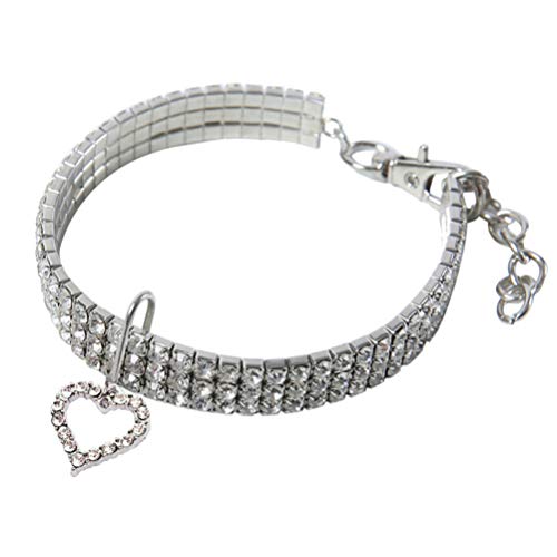 Hemobllo Strass-Hundehalsband: Bling-Hundehalsband Mit Niedlichem Herzanhänger Elastische Katze Strass-Halskette Haustier-Hochzeitshalsband Mit Charme Für Kleine Haustiere Welpen Kätzchen von Hemobllo