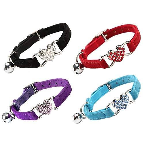 Hemobllo 4 Stück Farbe Diamant Katzenhalsband Verstellbares Welpenhalsband Schnalle Hundehalsband Katze Halskette Lustige Hundehalsbänder Katzenhalsbänder Polyester Haustier Katze Schal von Hemobllo