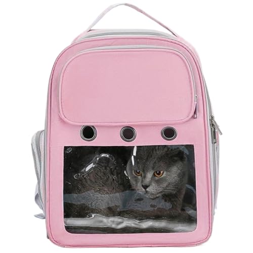 Hemore Cat-Rucksackträger, 40x30 cm sichtbarer Katzenbeutelträger mit belüfteten Löchern, Mehrfach-Tasten-Haustierträger, Hundetransportrucksack für kleine Katze und Welpen von Hemore