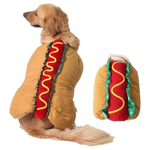 Hot Dog -Kostüm für Hunde, lustiges Hund Hotdog Kostüm, Winter warmes Hundegerel für Hunde und Katzen Weihnachten Halloween (XL) von Hemore