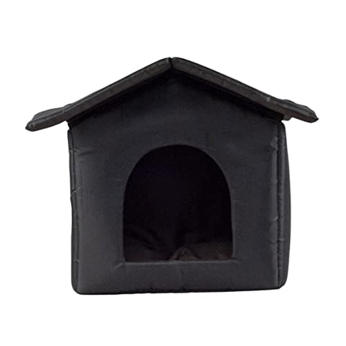 Katzenhaus im Freien, klappbare Katzenhäuser für Katzen im Freien, Oxford -Stoff im Freien Katzenhaus wetterfest, Hundeversteck, Haustierhöhlenbett, isolierter Schutz für Katzenhunde (40*38*35 cm) von Hemore