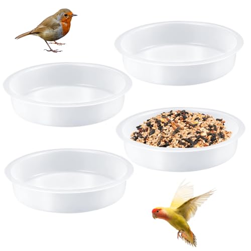 Vogelwasserfutterhäuse 4PCS Vogelbad Schüssel 7.3 '' Dia..Transparente Vogelwasserschüssel Dekorative Vogel Fütterungsstation Tablett Ersatz für kleine Wilde Vogel, Vogelwasserschale, Vogelwasserfutt von Hemore