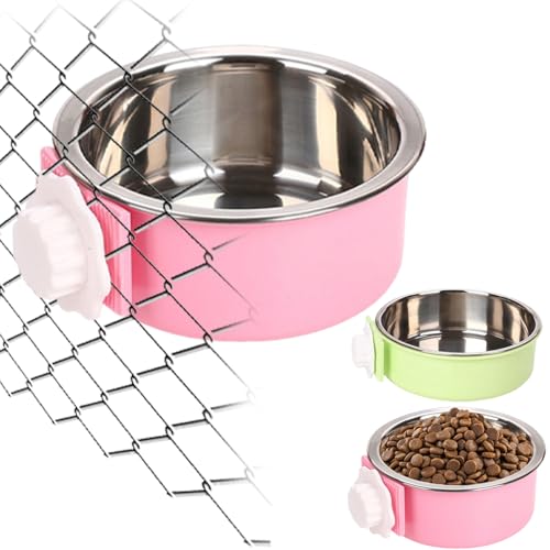 Wasserschale für Hundekiste, 2pcs 4,5 -Zoll -Zwinger Hängende Nahrungsmittel Wasserversorgungsschale, Edelstahl Haustierkäfigfuttermittel, Hundekiste Wasserschale für Katzenpuppen -Vögel Ratten Ratte von Hemore