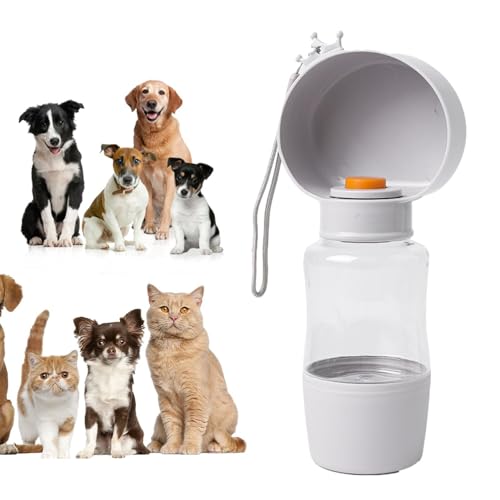 Tragbare Hundewasserflasche - 400 ml Outdoor-Wasserflasche und Futterbehälter für Hunde - Reisezubehör für Hunde zum Wandern, Spazierengehen, Reisen, Camping, Picknicken von Hemousy