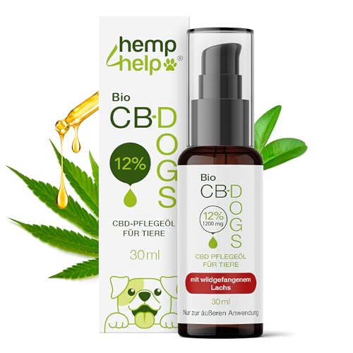 Hemp Help HEMP COSMETIC Premium Bio H samenöl & Lachsöl für Hunde – Reich an Omega 3 & 6 – Unterstützt Haut, Fell & Wohlbefinden – 100% Natürlich & Kaltgepresst – BARF-Öl & Futterergänzung – 30ml von Hemp Help HEMP COSMETIC