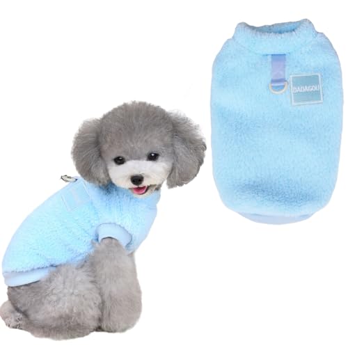 Wintermantel Hund klein,Hundekostüm,Chihuahua Klei,Hunde Pullover Kleine Hund,Hunde Fleece Pullover,Hunde Klamotten,Hundebekleidung Mit D-Ring Hund Wintermantel Blau,L von HenfuME