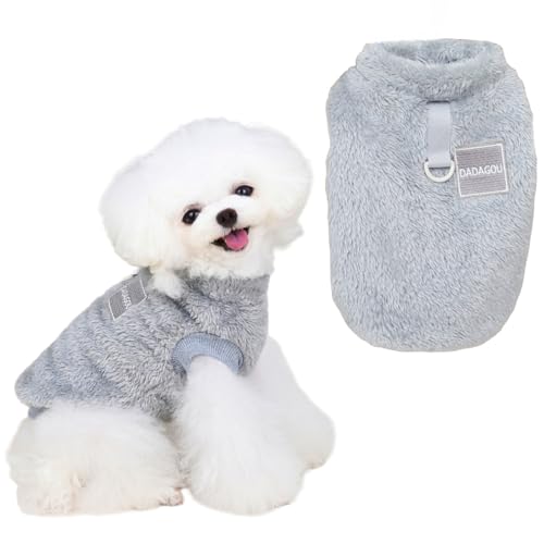 Wintermantel Hund klein,Hundekostüm,Chihuahua Klei,Hunde Pullover Kleine Hund,Hunde Fleece Pullover,Hunde Klamotten,Hundebekleidung Mit D-Ring Hund WintermantelGrau,L von HenfuME