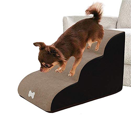 Abnehmbare Haustiertreppe mit 3 Stufen, Hundesofa, 40 x 60 x 40 cm, Haustiertreppe für kleine Hunde, waschbare Leiter, Treppe, Betttreppe für Hunde, tragbar, Beige von Hengz