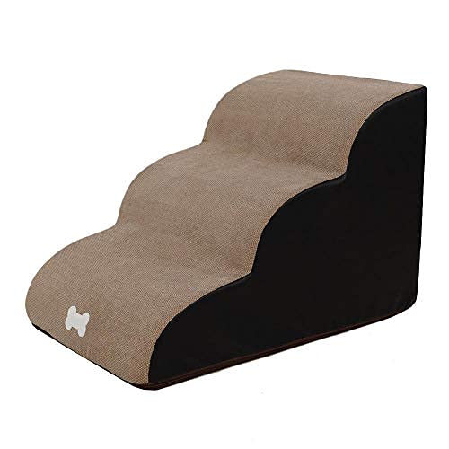 Faltbare Hundetreppe Haustiertreppe Leiter für kleine große Haustiere 40 x 60 x 40 cm Rampe Haustiertreppe 3 Stufen Hundesofa Bett Leiter abnehmbare Plattform beige von Hengz