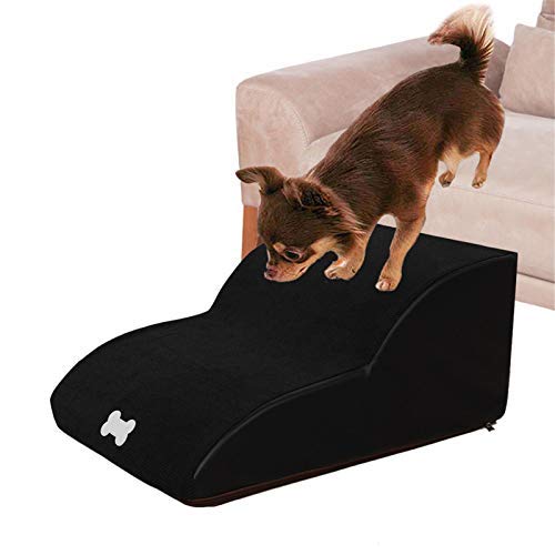 Haustiertreppe für kleine Hunde, leichte Hundetreppe für Hunde und Katzen, hält bis zu 55 kg, 40 x 60 x 25 cm, Haustierleiter, Hundetreppe für Schlafsofa (schwarz) von Hengz