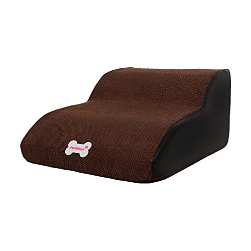 Hengz 2 Stufen Hundetreppe Dunkelbraun für kleine Hunde Leichte Abnehmbare Kletterrampe Leiter für Haustiere Bett Sofa Stabile Haustiertreppe Plattform für Hund von Hengz