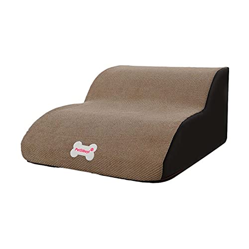 Hengz 2 Stufen Hundetreppe Hellbraun für kleine Hunde Leichte Abnehmbare Kletterrampe Leiter für Haustiere Bett Sofa Stabile Haustiertreppe Plattform für Hund von Hengz