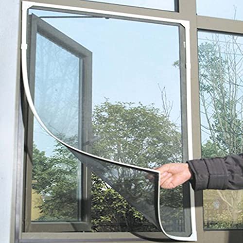 Hengz Fliegengitter für Katzenfenster mit Magnetverschluss, Insektenschutzfenster, selbstklebend, Moskito-Vorhang für Fenster, einfach zu installieren, weißer Rahmen, graues Netz, 180 x 200 cm von Hengz