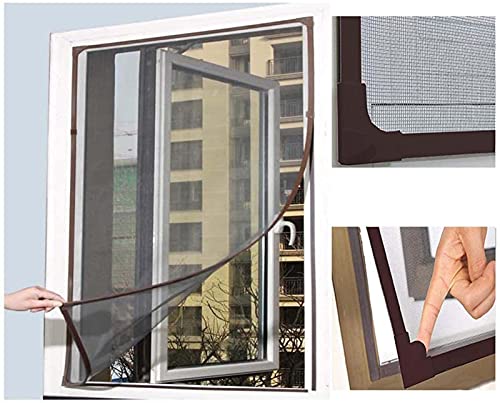 Hengz Katzenschutz-Fenster, magnetisch, zuschneidbar, Moskitonetz, Insektenschutz-Fenster mit Rahmen, hält Fliegen fern, zuschneidbar, Insektenvorhang, 100 x 120 cm (braun) von Hengz