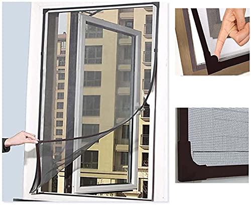 Hengz Katzenschutz-Fenster, magnetisch, zuschneidbar, Moskitonetz, Insektenschutz-Fenster mit Rahmen, hält Fliegen fern, zuschneidbar, Insektenvorhang, 100 x 120 cm (grau) von Hengz