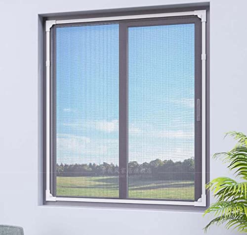 Hengz Magnetisches Fliegengitter Waschbar Moskitonetz für Fenster Katze Sicherheit Mesh Fenster Haustier Schutz Netz DIY Größe Weiß Rahmen Weiß Netz 100 x 120 cm von Hengz