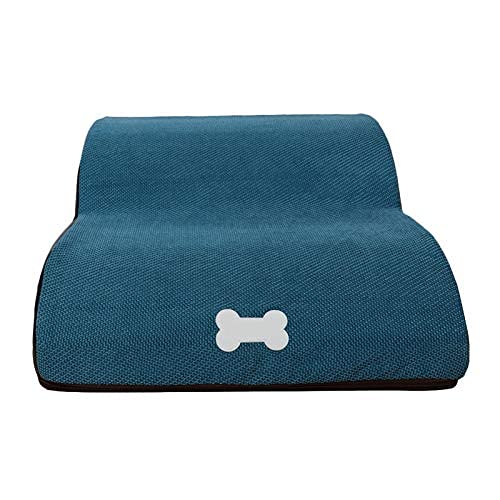 Hengz Rutschfest 2 Schichten Hundetreppe, Waschbar Haustier Klettern Sofa Treppe für Kleine Hunde Abnehmbare Rampe Treppe, Haustierbett Tiertreppe Leiter Blau von Hengz