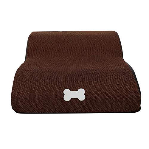 Hengz Rutschfest 2 Schichten Hundetreppe, Waschbar Haustier Klettern Sofa Treppe für Kleine Hunde Abnehmbare Rampe Treppe Haustierbett Tiertreppe Leiter Braun von Hengz