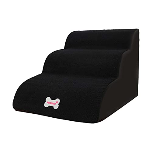 Hundesofa, schwarz, Hundetreppe, 3 Stufen, hochdichter Schaumstoff, 40 x 60 x 40 cm, Haustierleiter mit abnehmbarem Bezug, Rampe, Leiter, Unterstützung für Hunde, waschbar von Hengz