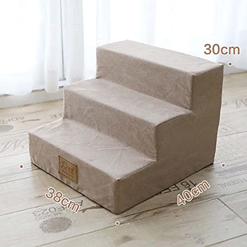 Hundetreppe aus hochdichtem Schaumstoff, 38 x 40 x 30 cm, waschbar, 3 Stufen, Haustiertreppe für kleine Hunde, Hundetreppe mit Reißverschluss, rutschfeste Unterseite, leicht, Khaki von Hengz