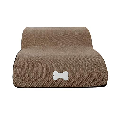 Rutschfeste 2 Schichten Hundetreppe, Waschbar Haustier Klettern Sofa Treppe für Kleine Hunde Abnehmbare Rampe Treppe Haustierbett Tiertreppe Leiter Beige von Hengz