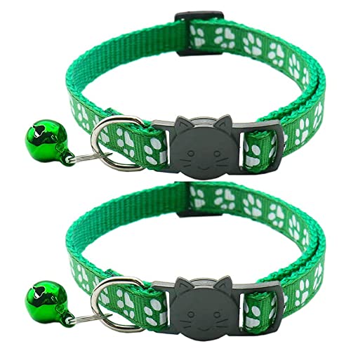 Hepplly 2-Pack Katzenhalsbänder Quick Release Reflective Kitten Halsband mit Glocke (Dunkelgrün) von Hepplly