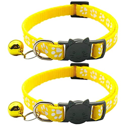 Hepplly 2-Pack Katzenhalsbänder Quick Release Reflective Kitten Halsband mit Glocke (Gelb) von Hepplly