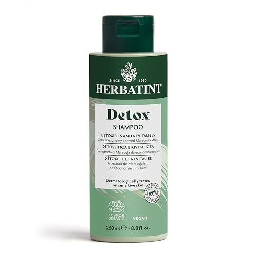 Herbatint Detox Shampoo – 260 ml, biologisches Shampoo, entgiftend und regenerierend, reinigt und befreit Haut und Haar von Verunreinigungen, Zertifiziert Bio Cosmos Organic, 98% natürliche von Herbatint