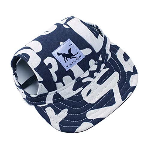 Baseballmütze für Haustiere, Hunde Mütze Basecap Outdoor Sport Sonnenschutz Sunbonnet Sommer Reise Hut Baseballkappe Sonnenhüte Hundemütze mit Ohrlöchern und Verstellbarem Kinnriemen,Blau Weiß,L von Herbests