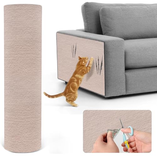 Kratzmatte Katze Selbstklebend Kratzbretter Kratzteppich Katze Wand,Kratzmatte für Katzen,Kratzwand, Kratzbrett Katzen kratzschutz für Möbel Sofa Tür Schutz (Beige,30x100cm) von Herfair