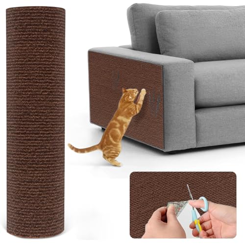 Herfair Kratzmatte Katze Selbstklebend Kratzbretter Kratzteppich Katze Wand,Kratzmatte für Katzen,Kratzwand, Kratzbrett Katzen kratzschutz für Möbel Sofa Tür Schutz (Braun,30x100cm) von Herfair