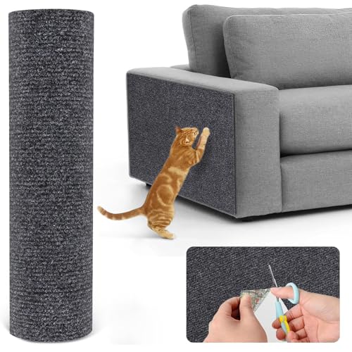 Herfair Kratzmatte Katze Selbstklebend Kratzbretter Kratzteppich Katze Wand,Kratzmatte für Katzen,Kratzwand, Kratzbrett Katzen kratzschutz für Möbel Sofa Tür Schutz (Grau,30x100cm) von Herfair